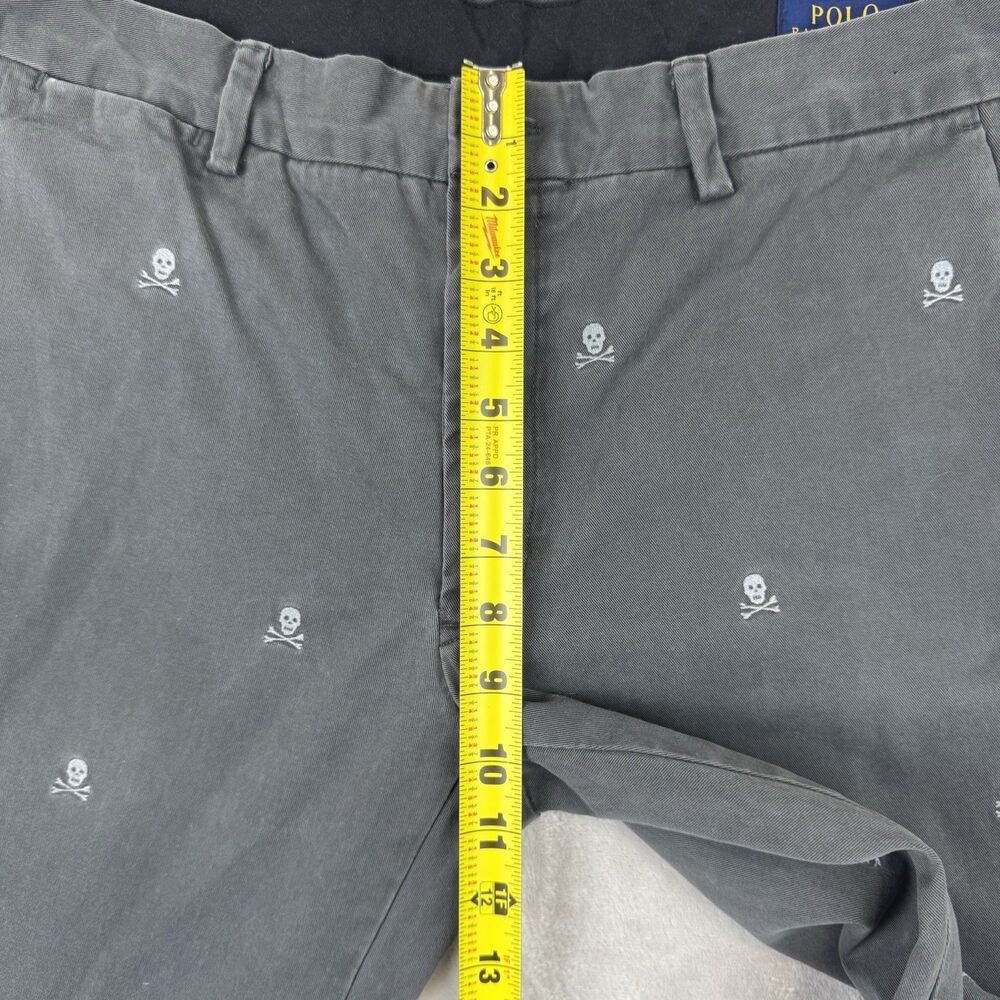Polo Ralph Lauren Chino Pants Slim Fit Gray Skull Crossbones Embroidered 34x28 - Picture 11 of 13